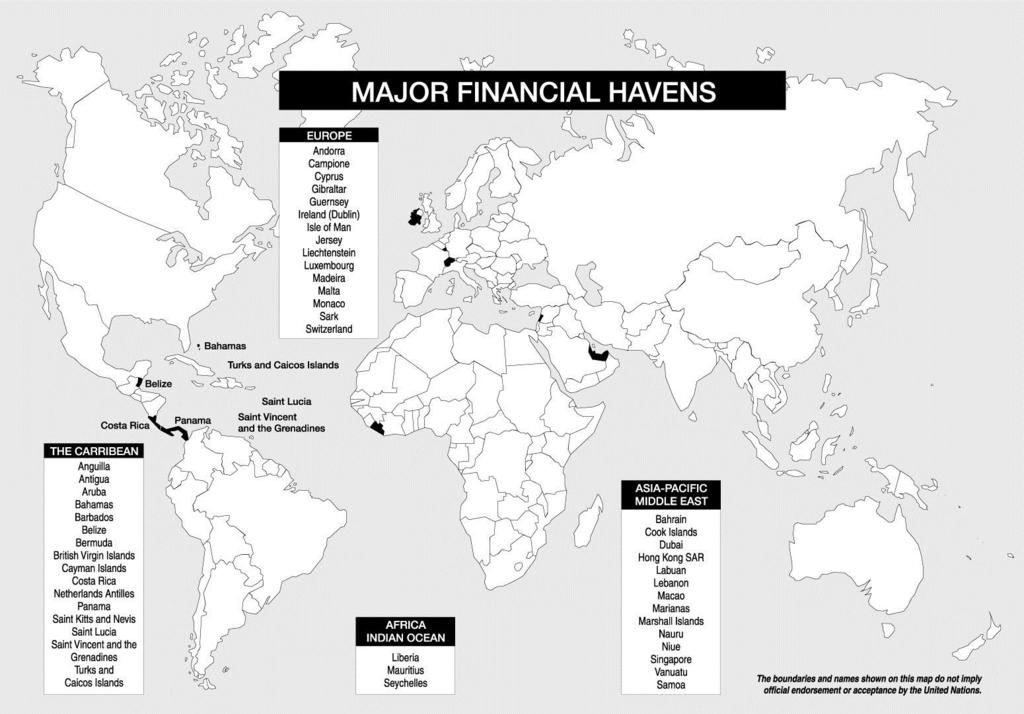 Εικόνα 4: Οι κυριότεροι οικονομικοί παράδεισοι σύμφωνα με την έρευνα των ΗΕ Ο Masciandaro εκφράζει την άποψη οτι η διαμόρφωση των παραγόντων που συυνιστούν ένα εξωχώριο οικονομικό κέντρο δεν είναι