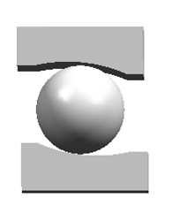 Φόρτιση εδράνων κύλισης ακόλουθο σχήµα όπου δίνεται µία τρισδιάστατη απεικόνιση µίας σφαίρας σε ένα φορτισµένο έδρανο γωνιακής επαφής, η οποία µεταφέρει ένα κάθετο φορτίο Q: Σχήµα 2.