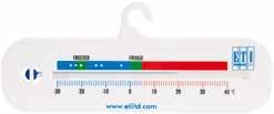 EN This easy to read fridge/freezer thermometer has a Ø52 mm dial. The thermometer indicates temperature over the range of -30 to 30 C in 1 C divisions.