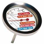 The frying thermometer indicates temperature over the range of 0 to 300 C in 10 C divisions. Simply insert the thermometer stem into the oil for the most accurate temperature reading.