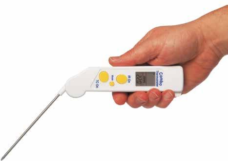 EN The Combo is two instruments in one compact unit - a digital infrared non-contact thermometer and a traditional probe thermometer that features a foldaway penetration probe.