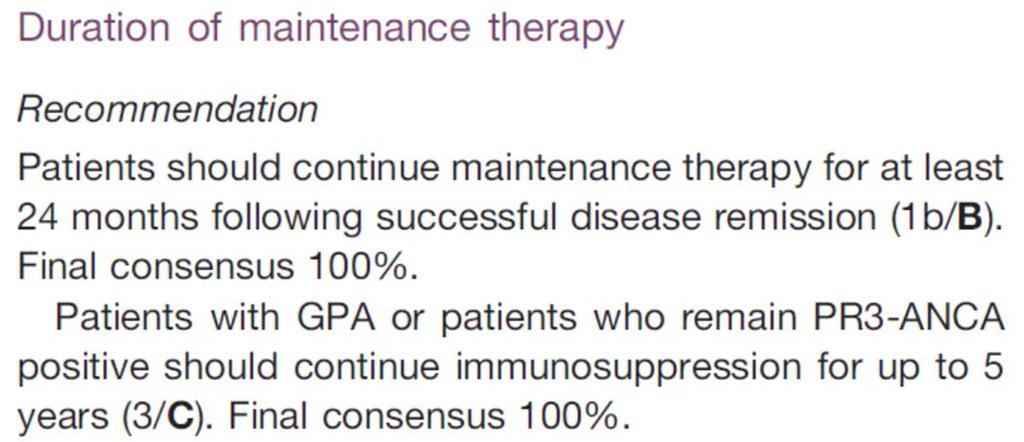 ιάρκεια θεραπείας συντήρησης 2 έτη μετά την επίτευξη ύφεσης Επέκταση της θεραπείας
