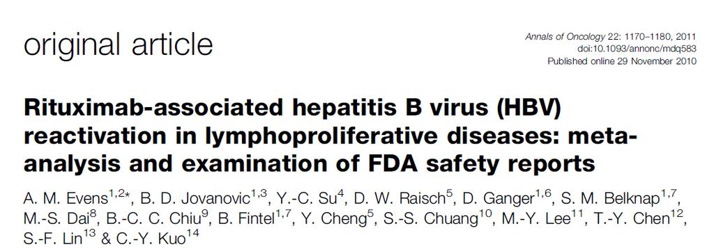 12 έτη: 183 Βιβλιογραφία+ 118 FDA περιστατικά Σε anti Hbc+: 5πλάσιος