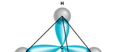 Elektronski oblaci sp 3 hibridnih orbitala usmjereni su prema vrhovima tetraedra, a ovakav prostorni