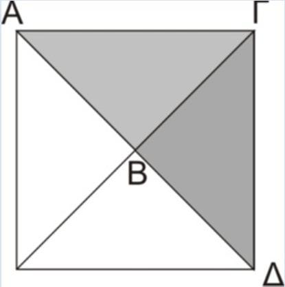 Φέρνοντας ο Πλάτων τις διαγωνίους του τετραγώνου, το χωρίζει σε τέσσερα στοιχειώδη ισοσκελή ορθογώνια τρίγωνα, τα οποία, όταν είναι