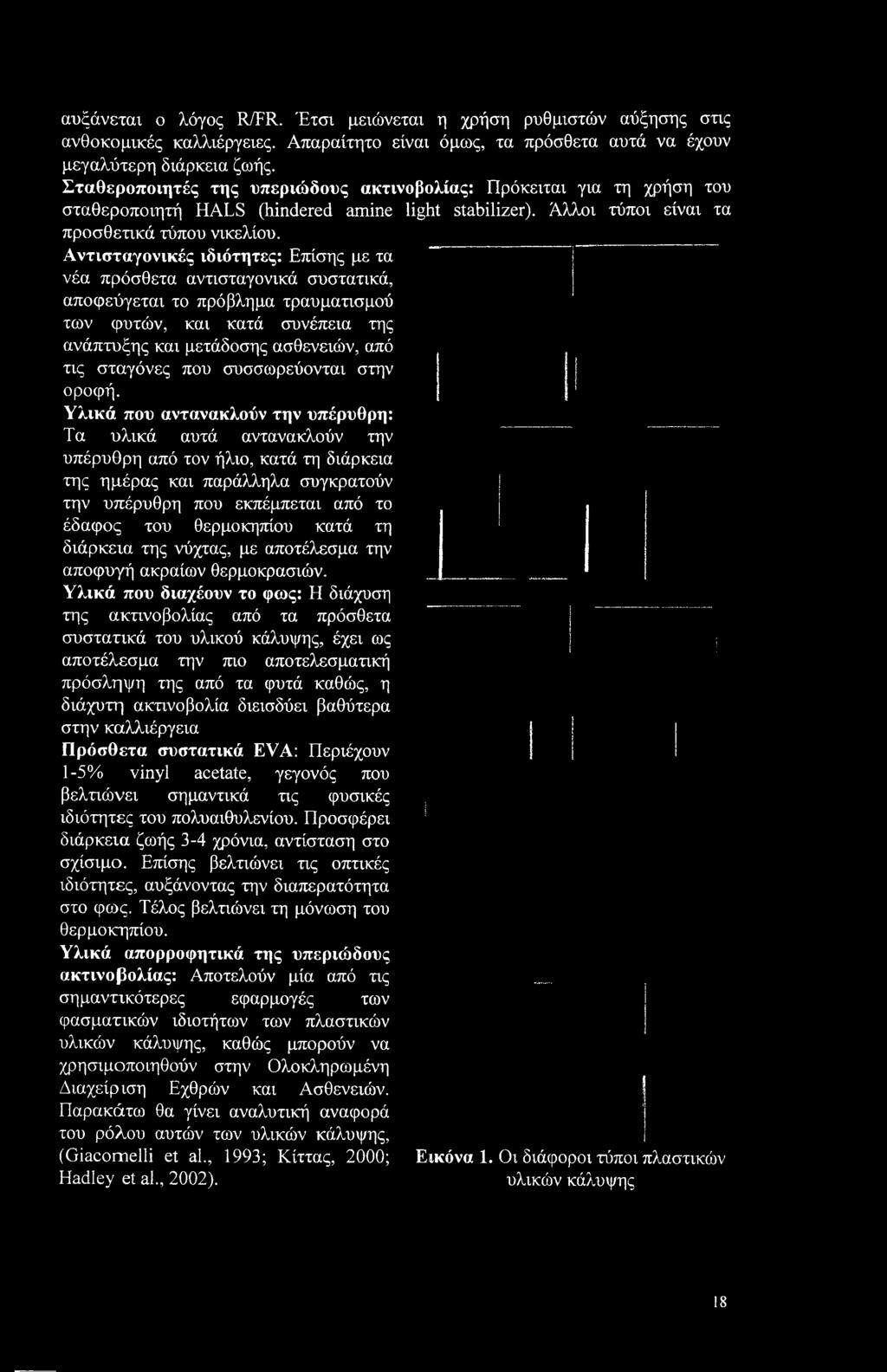 Υλικά που αντανακλούν την υπέρυθρη: Τα υλικά αυτά αντανακλούν την υπέρυθρη από τον ήλιο, κατά τη διάρκεια της ημέρας και παράλληλα συγκρατούν την υπέρυθρη που εκπέμπεται από το έδαφος του θερμοκηπίου