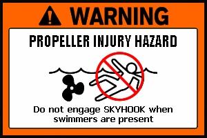 Ενότητα 3 - Στο νερό 5. Εμφανίζεται ένα αναδυόμενο μενού ασφαλείας (προειδοποιητική οθόνη) στο VesselView. 33920 Προειδοποιητική οθόνη Skyhook στο VesselView 6.