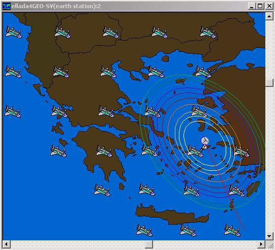 Προσοµοίωση συνολικής παρεµβολής από 27 HAPs στο δορυφόρο του συστήµατος GEO-SV συναρτήσει των γεωγραφικών συντεταγµένων του δορυφορικού σταθµού Σχήμα 6.