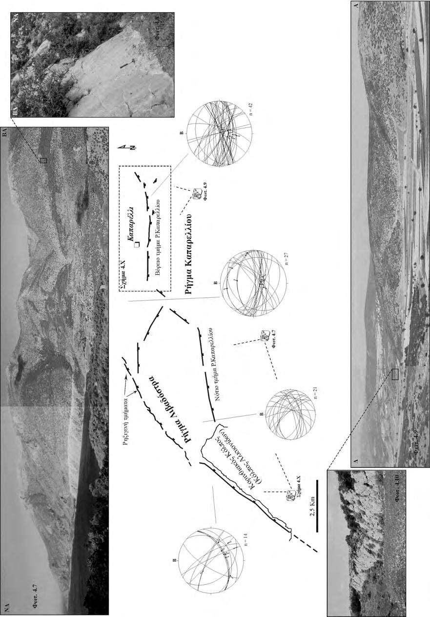 Τεκτονική ΚΕΦAΛΑΙΟ 4 Σχήμα 4.13: Τεκτονικός χάρτης της ρηξιγενής ζώνης Λιβαδόστρα-Καπαρέλλι.