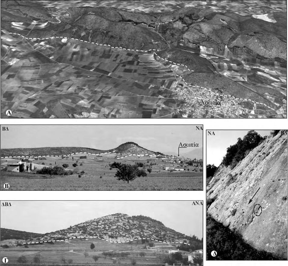 Τεκτονική ΚΕΦAΛΑΙΟ 4 Σχήμα 4.27: Α) Πανοραμική άποψη του Ρήγματος Ασωπίας (φωτογραφία από GoogleEarth, Οκτώβριος 2009). Β) Η μορφολογία του ανατολικού τμήματος του ρήγματος.