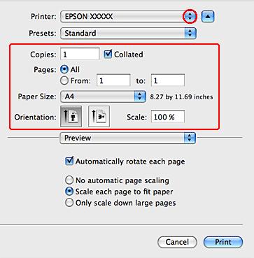 Εκτύπωση D Επιλέξτε τον εκτυπωτή που χρησιμοποιείτε ως Printer και, στη συνέχεια, πραγματοποιήστε τις κατάλληλες ρυθμίσεις. Κατά την εκτύπωση σε φακέλους, επιλέξτε Landscape (Τοπίο).