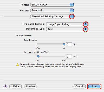 Εκτύπωση Ρυθμίσεις εκτυπωτή για Mac OS X 10.4 A Προβείτε σε προσαρμογές των βασικών ρυθμίσεων. & «Βασικές ρυθμίσεις εκτυπωτή για το λειτουργικό σύστημα Mac OS X 10.