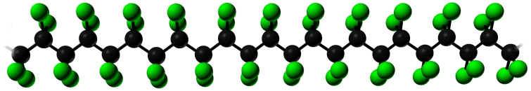 βινυλικά πολυμερή (vinyl polymer), με δομή του ιδιότητες παρόμοιες με του πολυαιθυλενίου (PΕ), και προκύπτει με αλυσωτό βινυλικό πολυμερισμό (free radical vinyl polymerization) του μονομερούς