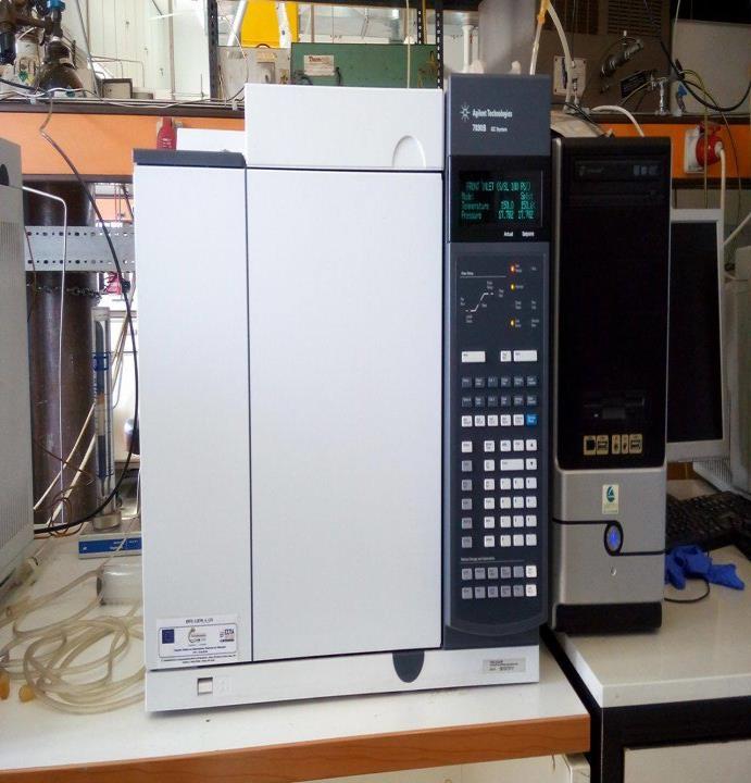 Η ανάλυση των υγρών προϊόντων, τα οποία συλλέγονται στον υποδοχέα, πραγματοποιείται με την βοήθεια αέριου χρωματογράφου (Agilent Technologies, 7890Α, FID, DB-Wax 30m x 0,53mm x 1,0 μm), ενώ τα αέρια