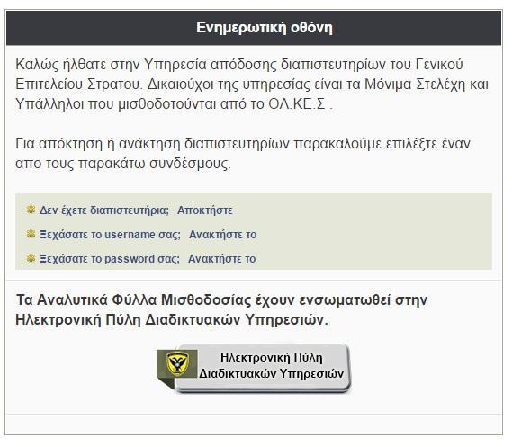 Ανάκτηση Συνθηματικού Επιλέγοντας «Ξεχάσατε το password σας; Ανακτήστε το» από την οθόνη ανάκτησης διαπιστευτηρίων στο https://anfm.army.