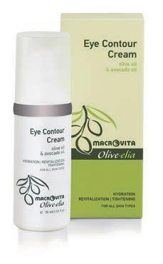 P. 9 30 ml 1.01 fl oz CO: 33003 Eye contour cream OLIVE OIL* AVOCADO OIL* SHEA BUT- TER (KARÉ) SUNFLOWER OIL* JOJOBA OIL* ALOE VERA* VAMIN E For all skin types.