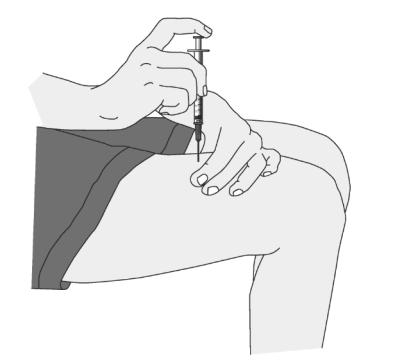 Podanie injekcie 22. Vyberte si miesto podania injekcie na hornej časti stehna, na bruchu, hornej časti ramena alebo zadku.