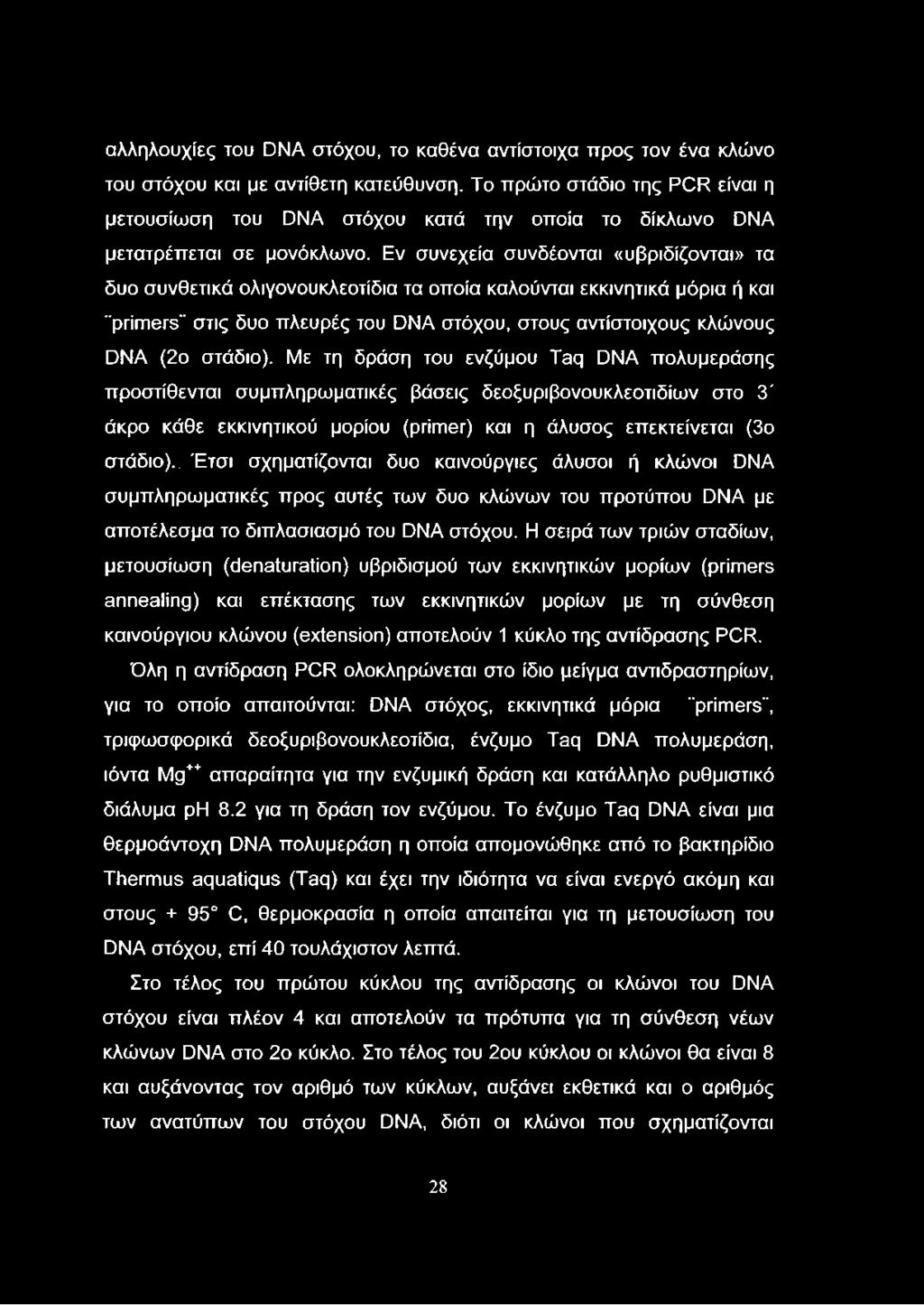 Εν συνεχεία συνδέονται «υβριδίζονται» τα δυο συνθετικά ολιγονουκλεοτίδια τα οποία καλούνται εκκινητικά μόρια ή και "primers" στις δυο πλευρές του DNA στόχου, στους αντίστοιχους κλώνους DNA (2ο