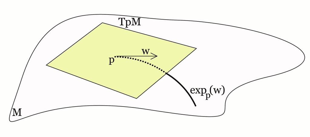 24 Πολλαπλότητες Riemann η μοναδιαία σφαίρα στον εφαπτόμενο χώρο T p M. Τότε κάθε μη μηδενικό διάνυσμα w T p M μπορεί να γραφτεί ως w = r w v w, όπου r w = w και v w = 1 w w.
