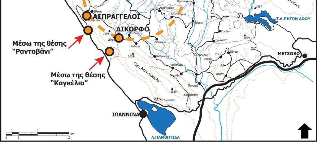 ανέβαινε στο Μιτσικέλι από ένα λιθόστρωτο καλντερίµι αποκαλούµενο «Καγκέλια» 12 για να φτάσει στο ύψος του χωριού ίκορφο και µετά να κατευθυνθεί και στα υπόλοιπα χωριά του Κεντρικού Ζαγορίου.