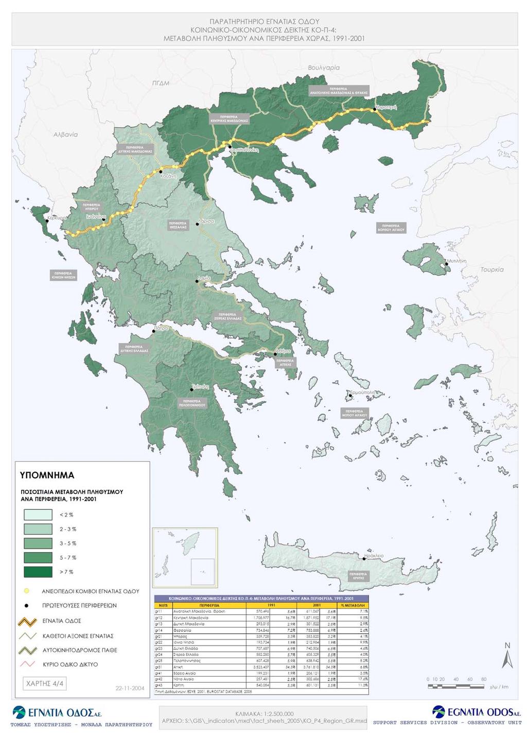 Χάρτης 11: Ποσοστιαία μεταβολή του