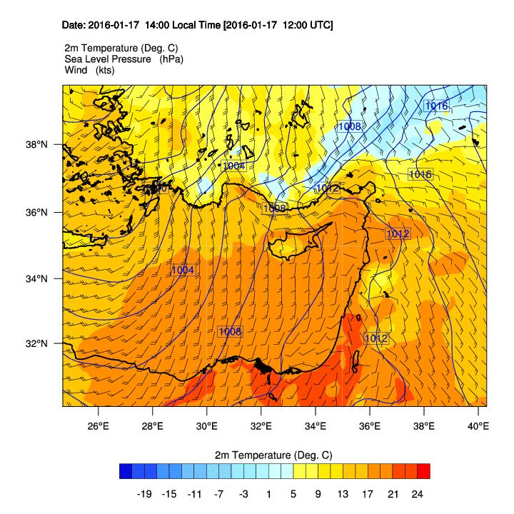 134 8.3.5 Τρέξιμο μοντέλου στις 17/01/2016, 00:00 UTC Πρόγνωση ατμοσφαιρικής πίεσης για 17/01/2016, 12:00 UTC ΗΜΕΡΟΜΗΝΙΑ: 17/01/2016, 12:00 UTC Πόλη Ατμοσφαιρική πίεση (hpa) Πρόγνωση Πραγματική