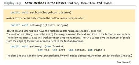 Μερικές µέθοδοι των κλάσεων JButton, JMenuItem, και JLabel (3/4) 34 Μερικές µέθοδοι των κλάσεων JButton, JMenuItem,