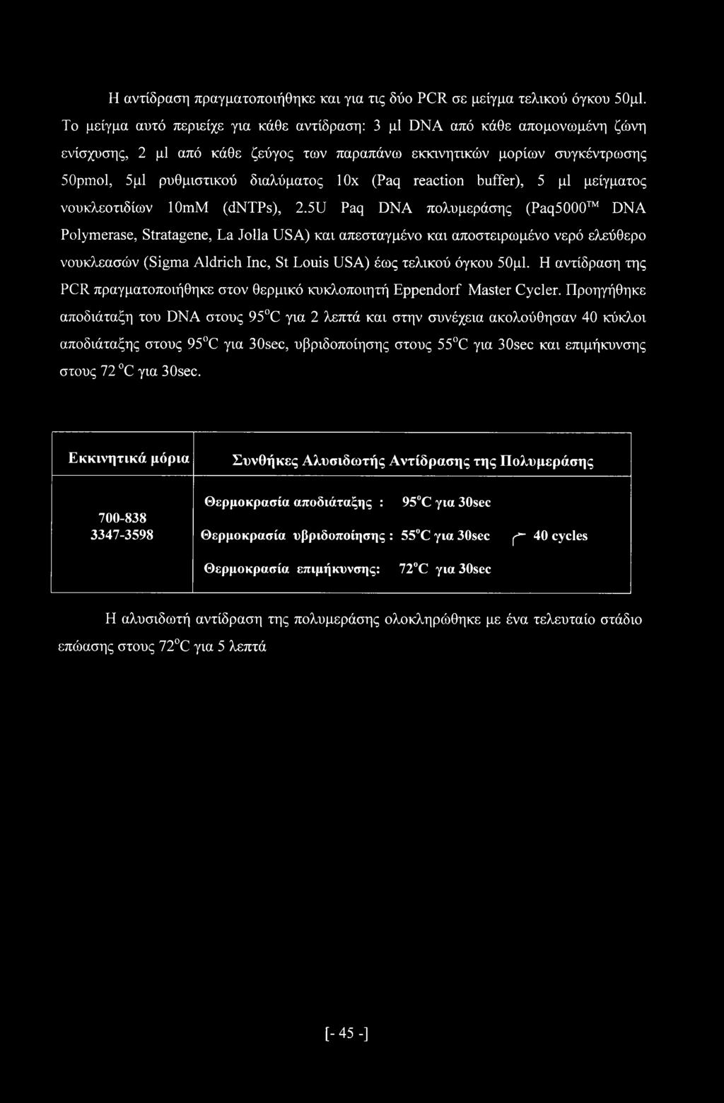 reaction buffer), 5 μΐ μείγματος νουκλεοτιδίων lomm (dntps), 2.