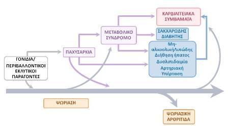 48 τη συστηματική φλεγμονή όπως αποδεικνύεται από την ανίχνευση δεικτών φλεγμονής (CRP, P-selectin, VEGF) που σχετίζονται με τη βαρύτητα της νόσου στο αίμα των ψωριασικών ασθενών.