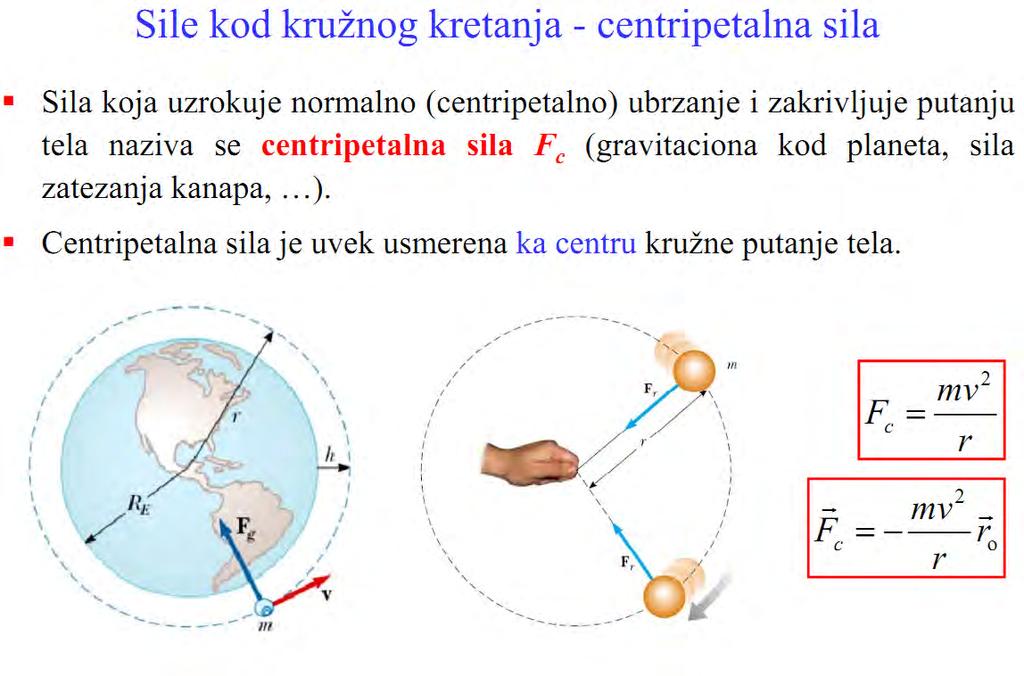 r 0 F c? Kojom brzinom će se kretati kuglica ako se prekine konac? F c v 58!