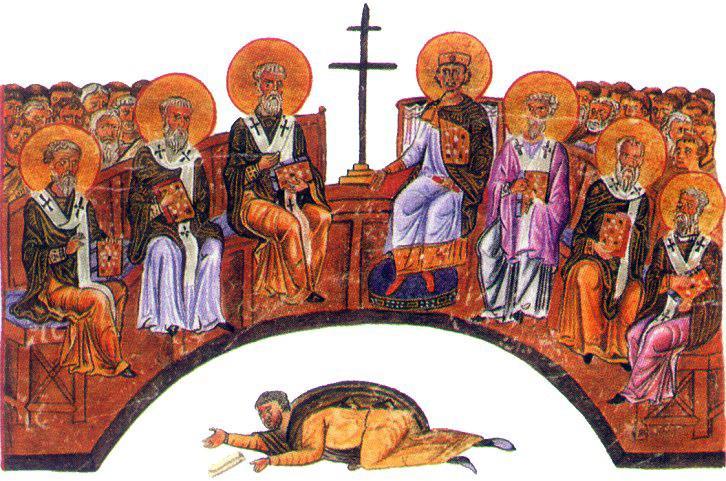 On this day, the seventh Sunday of Pascha, we celebrate the First Ecumenical Synod in Nicaea of the three hundred eighteen