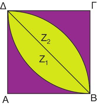 ε) Τ γραμμσκιασμέν χωρί απτελείται από τα ίσα τμήματα τ και τ. Τ (τ ) βρίσκεται αν από τν κυκλικό τμέα τυ τόξυ ΒΔ (ακτίνας 8cm και γωνίας 90 ) αφαιρέσυμε τ τρίγων ΒΓΔ.