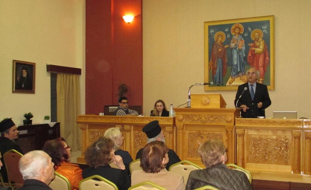 9 Απριλίου 2014 Ομιλία του Αντώνιου Χατζόπουλου, Επιδράσεις της αρχαιότητας στον Χριστιανισμό: προσέγγιση μέσω των τεχνών στην αίθουσα εκδηλώσεων της Μητρόπολης Καβάλας.