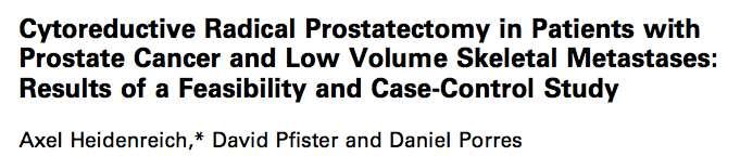 Conclusions: Cytoreductive radical prostatectomy is feasible in well selected men with metastatic prostate cancer who respond well to neoadjuvant androgen deprivation therapy.
