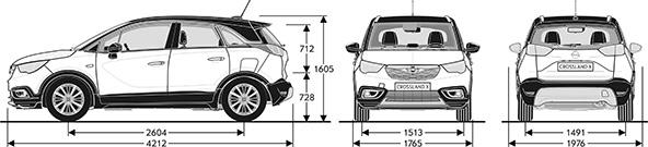 Τεχνικά Χαρακτηριστικά νέου Opel Crossland X 6 Διαστάσεις οχήµατος σε mm Μήκος Πλάτος (+/- εξωτερικούς καθρέπτες) 4,212 1.765 / 1.976 (1.