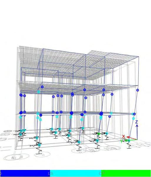 110 Εικόνες πλαστικών αρθρώσεων Acceleration pushover κατά +Χ-τριγωνικόςορθογωνικός νόμος σc-εc Σχ. 4.178. Εικόνα πλαστικών αρθρώσεων για δ=18.6 cm (τελικό βήμα δ της καμπύλης ικανότητας στο ETABS).