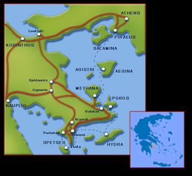 14 Χάρτης 1. Γεωγραφική θέση της Αίγινας Οδικός χάρτης Θεωρώντας άξονα από τον Όρµο του Μαραθώνα έως τον Όρµο της Αγ.
