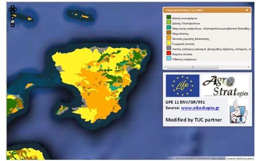 36 Table 14. Υπόµνηµα Corine Land Cover κατάλληλα τροποποιηµένο στα χαρακτηριστικά της Αίγινας (ΕΕΑ, 2002).