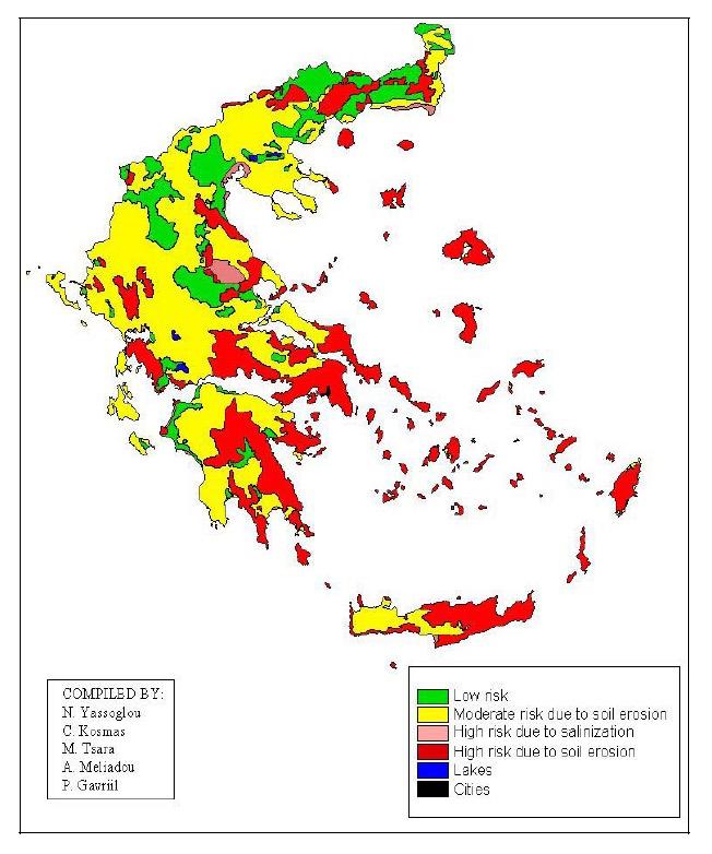 70 Όσον αφορά στη συµπίεση του εδάφους, η οποία δευτερογενώς εννοεί φαινόµενα διάβρωσης, υπολογίζεται ότι περίπου το 36% του ευρωπαϊκού υπεδάφους κινδυνεύει από υψηλή έως πολύ υψηλή συµπίεση.