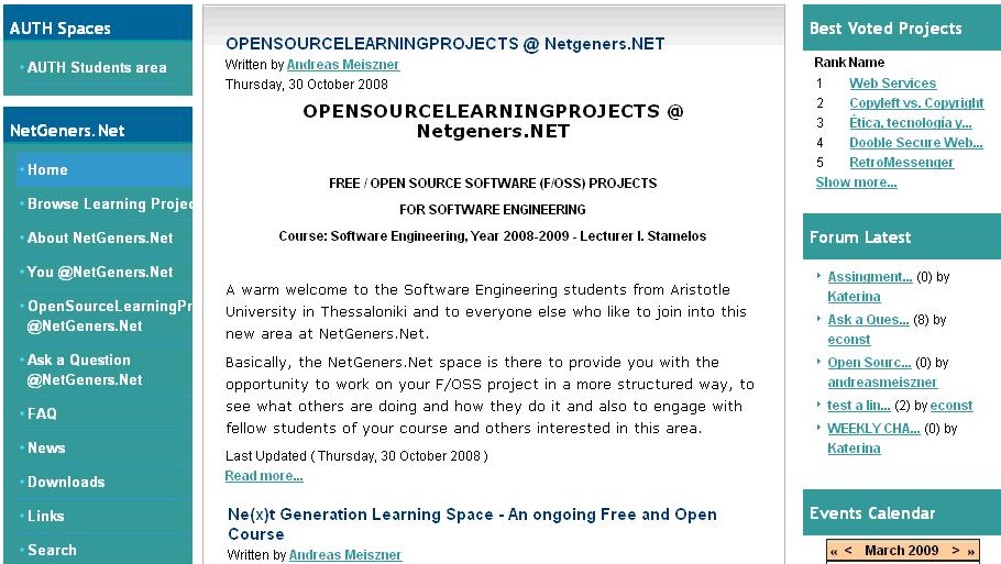 Το Νetgeners To Netgeners είναι ένα έργο που ακολουθεί την φιλοσοφία του ελεύθερου ανοιχτού λογισµικού και αναπτύχθηκε στα πλαίσια της Τεχνολογίας Λογισµικού µε σκοπό να προσφέρει στους φοιτητές του