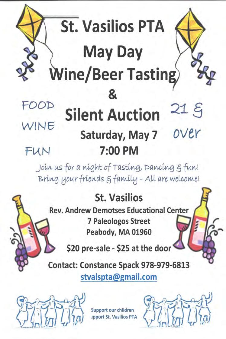 ST. VASILIOS PTA MAY DAY WINE/BEER TASTING GOSPEL READING Sunday of the Holy Cross The Gospel according to Mark 8:34-38; 9:1 The Lord said: "If anyone wishes to come after me, let him deny himself