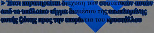 διάχυση των συστατικών αυτών από το υπόλοιπο τήγμα διαμέσου