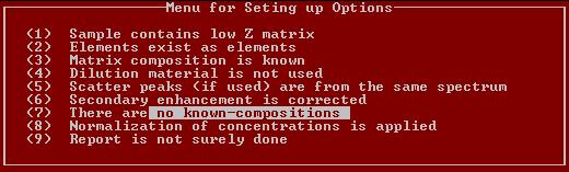 Έτσι, στη «φόρµα» «MENU for Setting up Options» (Σχήµα 3.51), για το [1] επιλέγεται low Z matrix.