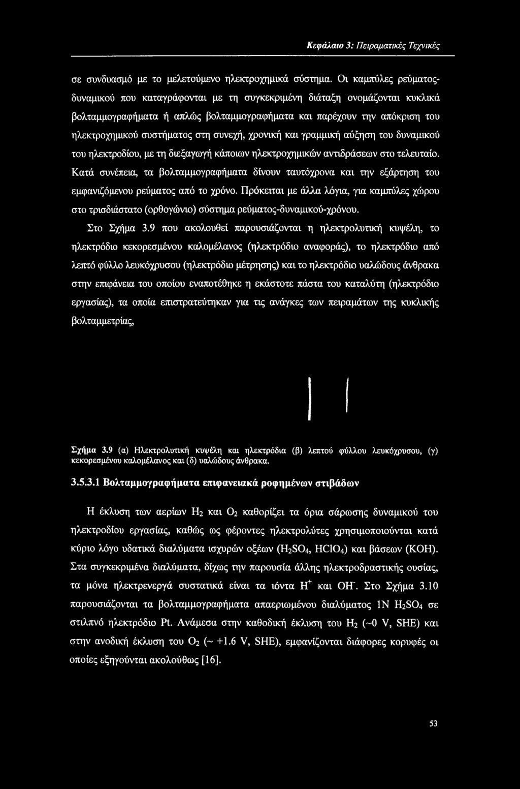 συνεχή, χρονική και γραμμική αύξηση του δυναμικού του ηλεκτροδίου, με τη διεξαγωγή κάποιων ηλεκτροχημικών αντιδράσεων στο τελευταίο.