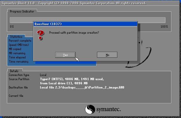 Εικόνα 70 Symantec Ghost Corporate: Επιλογή αν θα χρησιμοποιηθεί συμπίεση δεδομένων