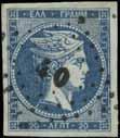 (Hellas 19d20F4). Lot. 473 3x20l. blue on green, u.