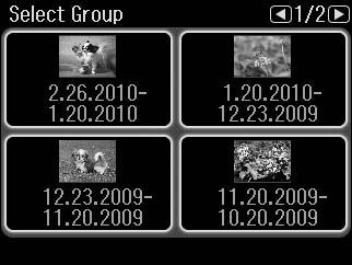 e If you have more than 999 images on your memory card, images are automatically divided into groups and the group selection screen is displayed.