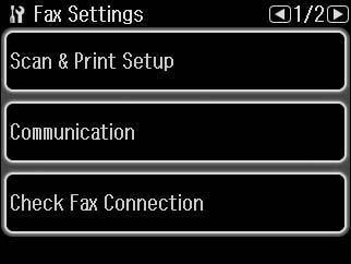 În unele regiuni, este posibil ca funcţia Rings to Answer să nu fie disponibilă. Select Setup. Ayar öğesini seçin. Επιλέξτε Ρύθμ. Selectaţi Setup. Select Fax Settings. Faks Ayarları nı seçin.