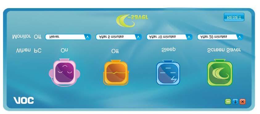 e-saver Καλωσορίσατε στη χρήση του λογισμικού διαχείρισης ενέργειας της οθόνης e Saver της AOC!