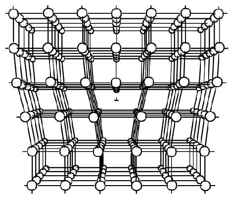 Taškinių defektų grupei priklauso vakansijos (gardelės mazgai, kuriuose trūksta atomų) ir dislokuoti (tarpmazginiai) atomai (1.6 pav.